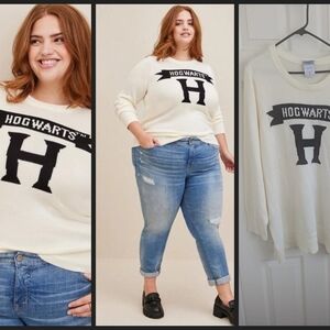 Torrid White Hogwarts Crew Neck Sweater